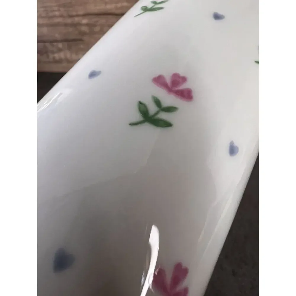 Vintage FTD Floral Hearts White Porcelain 6.5 Bud Vase Japan